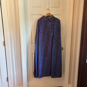 Wool-Blend Purple Multi-Stripe Women's Coat